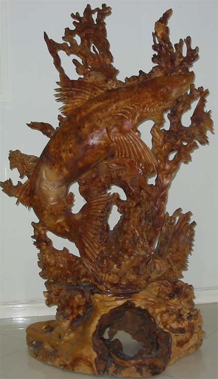 Vintage Wood Folk Art Sea Creature Tree Root Carving - Shark